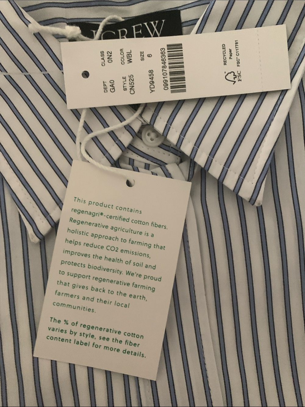 J. Crew Women’s White Shirt with Blue Pinstripes - Picture 3 of 8
